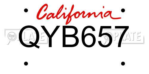 QYB657 California License Plate