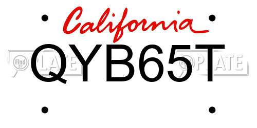 QYB65T California License Plate
