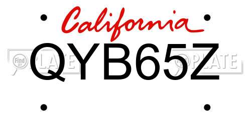 QYB65Z California License Plate