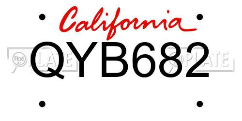 QYB682 California License Plate