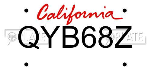 QYB68Z California License Plate