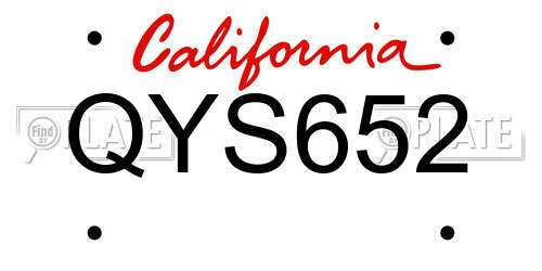 QYS652 California License Plate