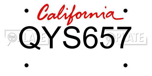 QYS657 California License Plate