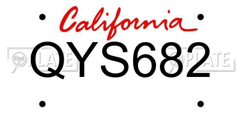 QYS682 California License Plate