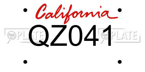 QZ041 California License Plate