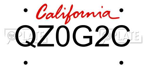 QZ0G2C California License Plate