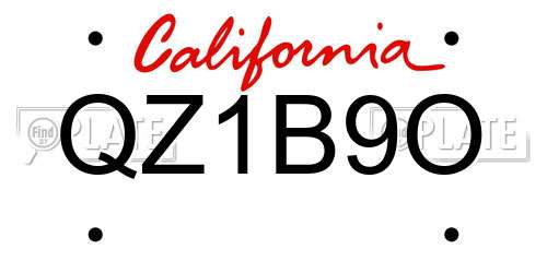 QZ1B9O California License Plate