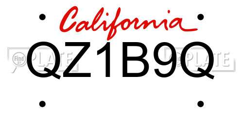 QZ1B9Q California License Plate