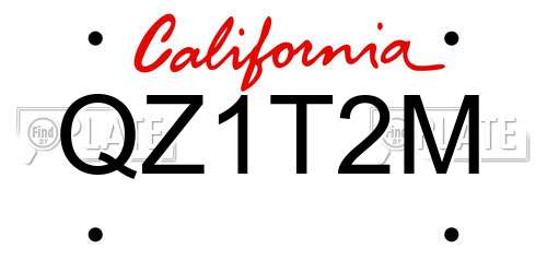 QZ1T2M California License Plate
