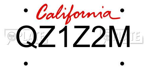 QZ1Z2M California License Plate