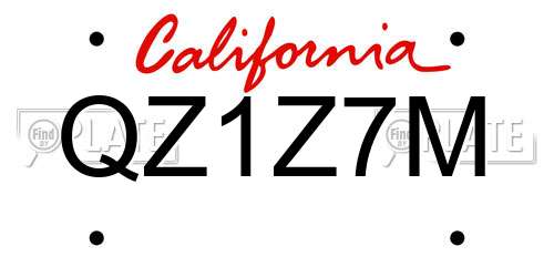 QZ1Z7M California License Plate