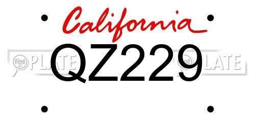 QZ229 California License Plate