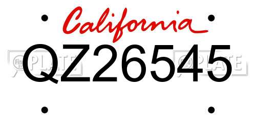 QZ26545 California License Plate