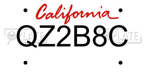 QZ2B8C California License Plate