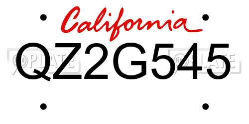 QZ2G545 California License Plate