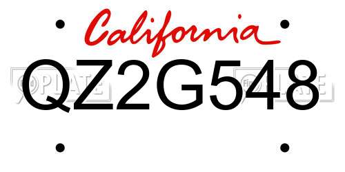 QZ2G548 California License Plate