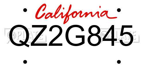 QZ2G845 California License Plate