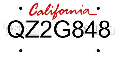 QZ2G848 California License Plate