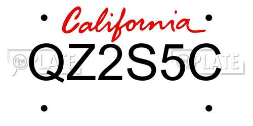 QZ2S5C California License Plate