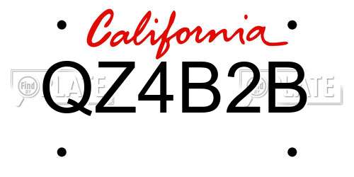 QZ4B2B California License Plate