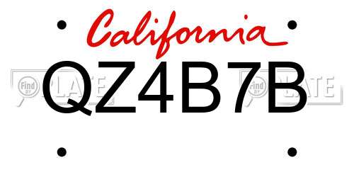 QZ4B7B California License Plate