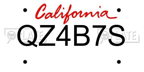 QZ4B7S California License Plate