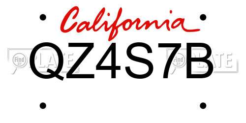 QZ4S7B California License Plate