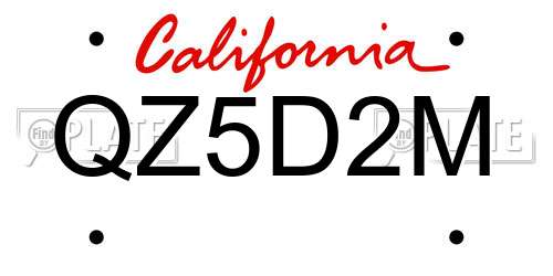 QZ5D2M California License Plate