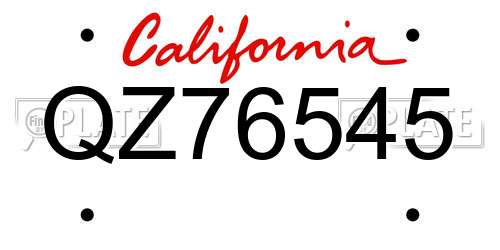 QZ76545 California License Plate
