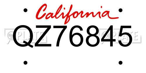 QZ76845 California License Plate