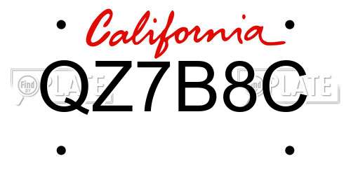 QZ7B8C California License Plate