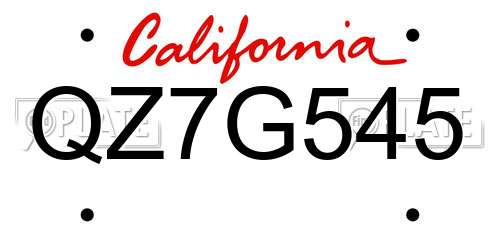 QZ7G545 California License Plate