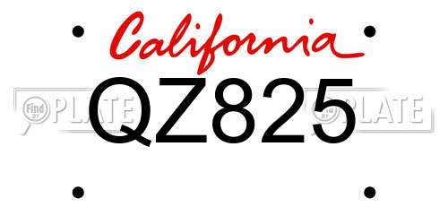 QZ825 California License Plate