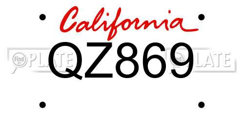 QZ869 California License Plate