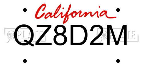QZ8D2M California License Plate