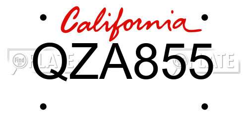 QZA855 California License Plate