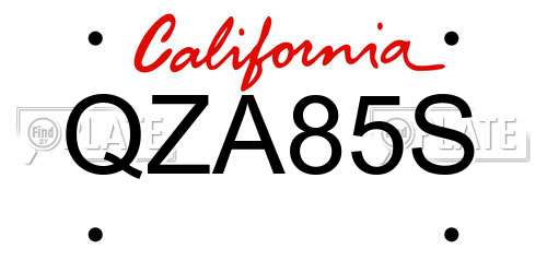 QZA85S California License Plate