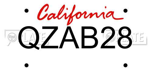 QZAB28 California License Plate