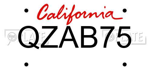 QZAB75 California License Plate