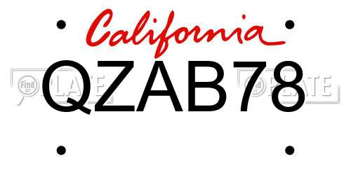 QZAB78 California License Plate