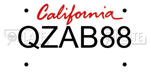 QZAB88 California License Plate