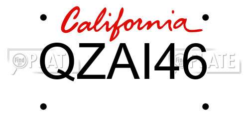 QZAI46 California License Plate