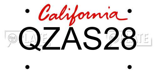 QZAS28 California License Plate