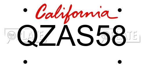 QZAS58 California License Plate