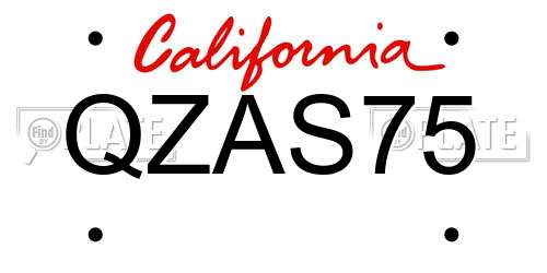 QZAS75 California License Plate
