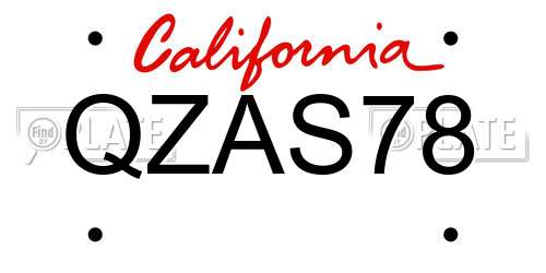 QZAS78 California License Plate