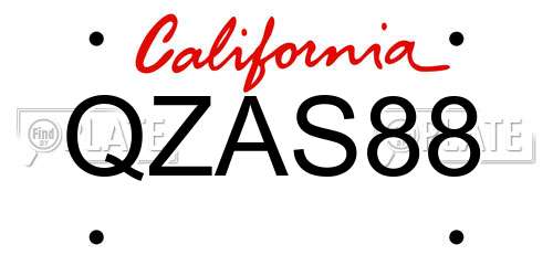 QZAS88 California License Plate