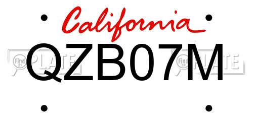 QZB07M California License Plate