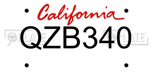 QZB340 California License Plate