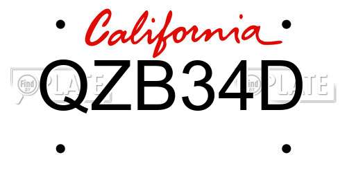 QZB34D California License Plate